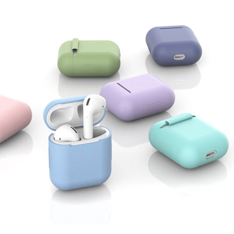 Husa Apple Airpods Tech-Protect Icon Din Silicon Lavabil Cu Decupaj Pentru Cablul De Incarcare - Negru