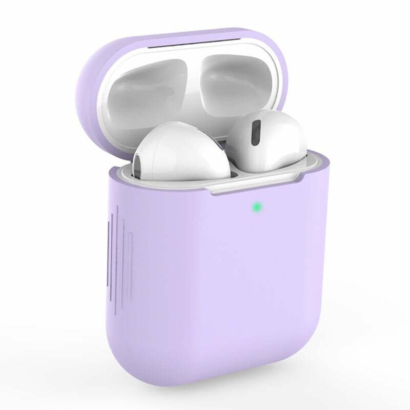 Husa Apple Airpods Tech-Protect Icon Din Silicon Lavabil Cu Decupaj Pentru Cablul De Incarcare - Violet