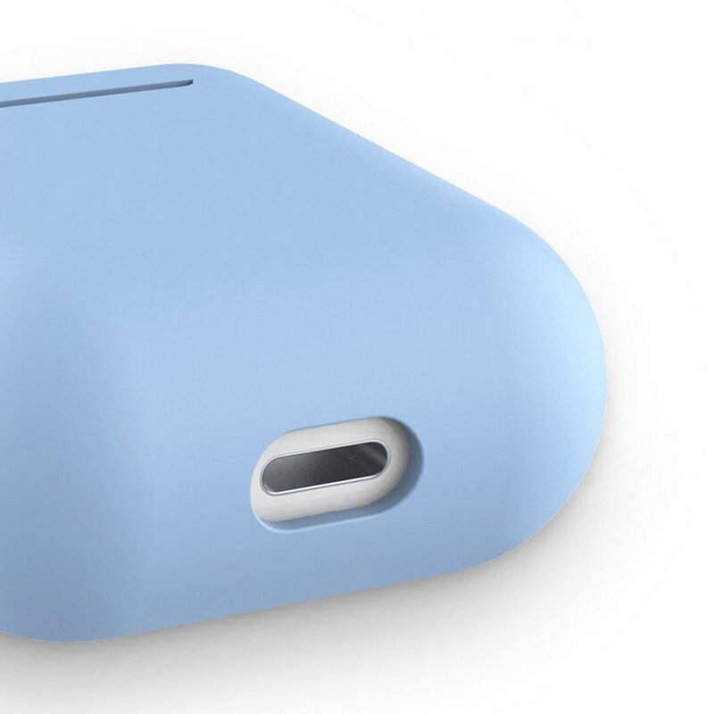 Husa Apple Airpods Tech-Protect Icon Din Silicon Lavabil Cu Decupaj Pentru Cablul De Incarcare - Albastru Deschis