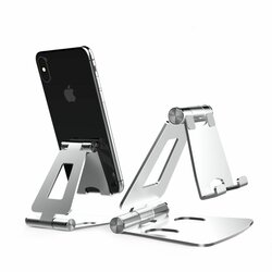 Suport Birou Tech-Protect Z16 Universal Stand Pentru Telefon Din Aluminiu Pliabil Si Reglabil - Argintiu
