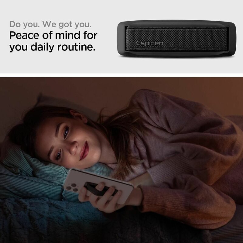 Curea / Banda Husa Telefon Spigen Flex Strap Universala Cu Suport Pentru Degete Flexibila Si Elastica - Negru