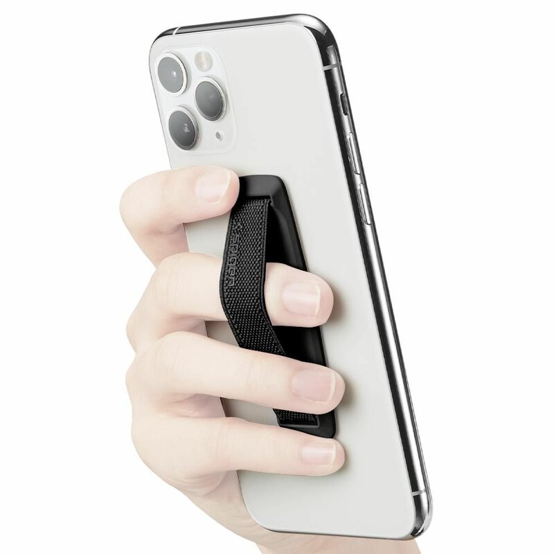 Curea / Banda Husa Telefon Spigen Flex Strap Universala Cu Suport Pentru Degete Flexibila Si Elastica - Negru