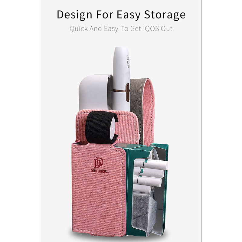 Husa IQOS Cigarette Dux Ducis Fashion Edition Piele Ecologica Pentru Protectia/Organizarea Accesoriilor - Roz