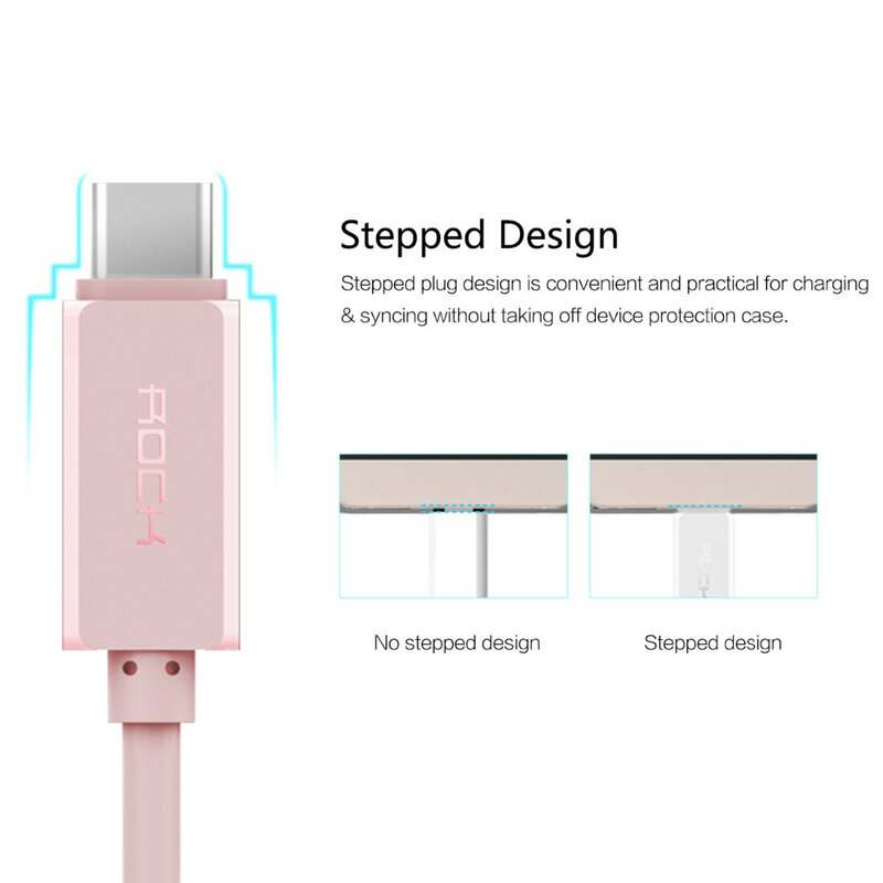 Cablu de date 1M Rock Type-C to Type-C - RCB0412 - Rose