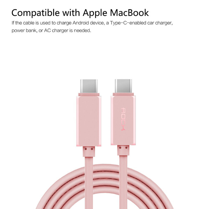 Cablu de date 1M Rock Type-C to Type-C - RCB0412 - Rose