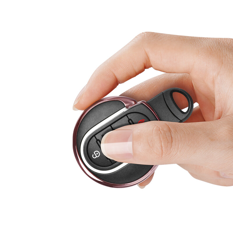 Husa Cheie Auto Dux Ducis Car Key Pentru BMW Mini Din Silicon Si TPU Galvanizat - Roz