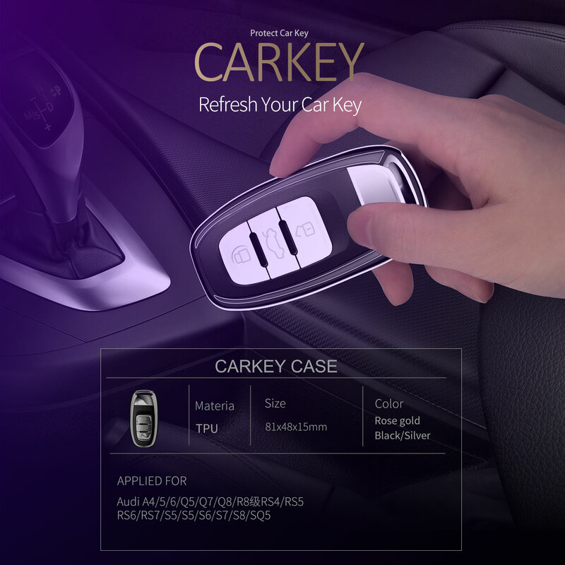 Husa Cheie Auto Dux Ducis Car Key Audi A4/A5/A6/Q5/Q7/Q8/R8/RS4/RS5/RS6/RS7/S5/S6/S7/S8/SQ5 - Argintiu