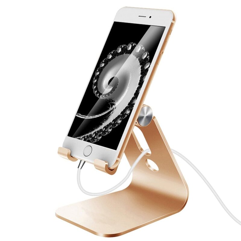 Suport Birou Mobster Aluminum Universal Stand Pentru Telefon / Tableta Din Aluminiu Pliabil Si Reglabil - Auriu