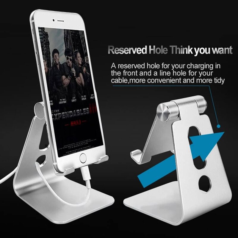 Suport Birou Mobster Aluminum Universal Stand Pentru Telefon / Tableta Din Aluminiu Pliabil Si Reglabil - Negru