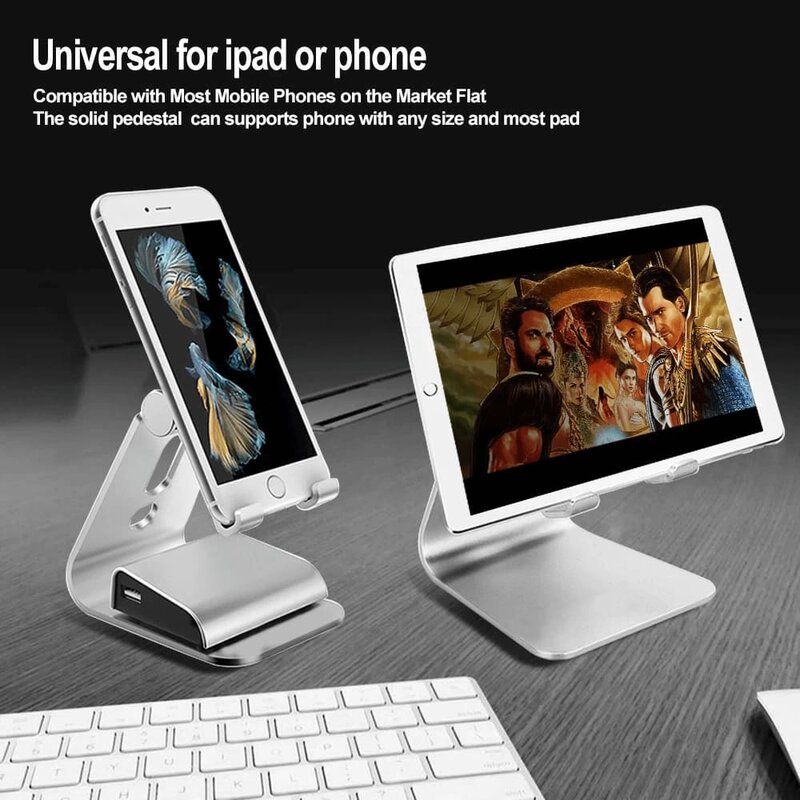 Suport Birou Mobster Aluminum Universal Stand Pentru Telefon / Tableta Din Aluminiu Pliabil Si Reglabil - Negru