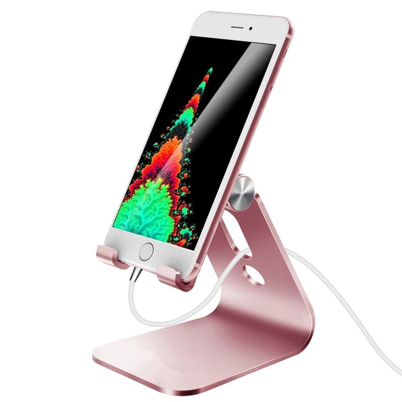 Suport Birou Mobster Aluminum Universal Stand Pentru Telefon / Tableta Din Aluminiu Pliabil Si Reglabil - Roz