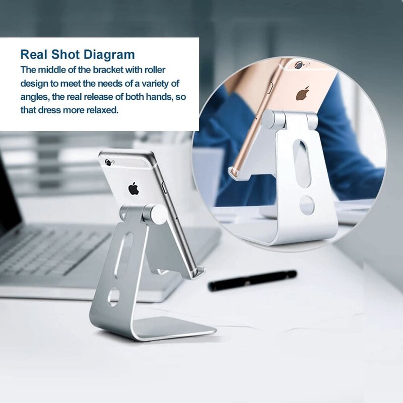 Suport Birou Mobster Aluminum Universal Stand Pentru Telefon / Tableta Din Aluminiu Pliabil Si Reglabil - Roz