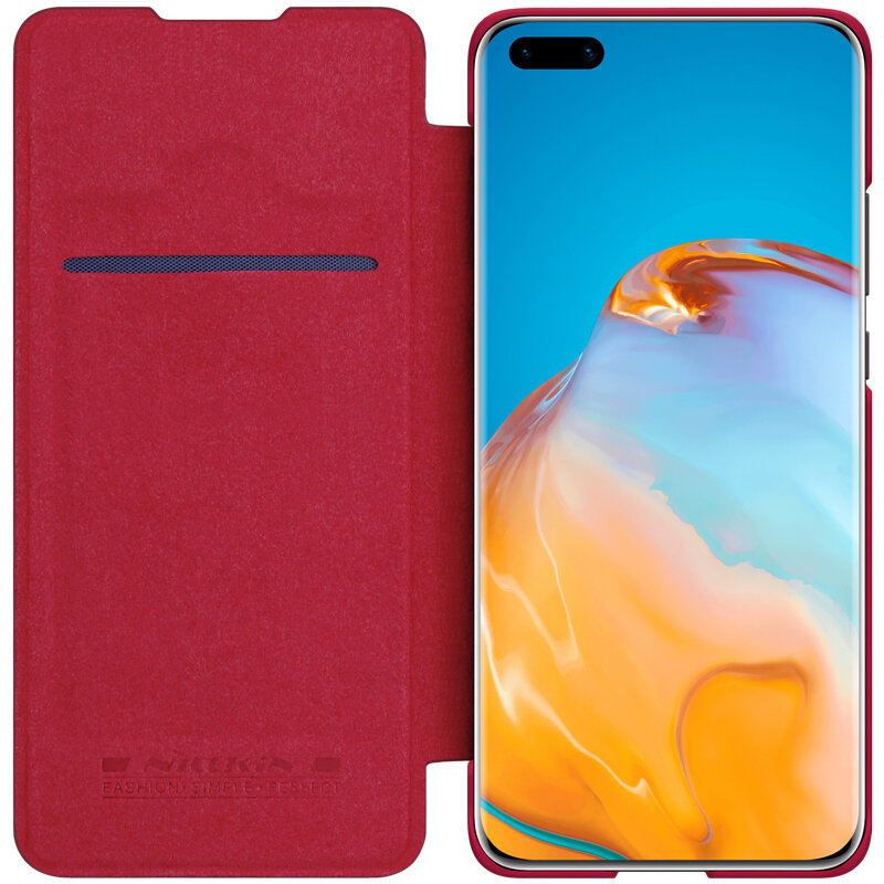 Husa Huawei P40 Pro Nillkin QIN Leather, rosu