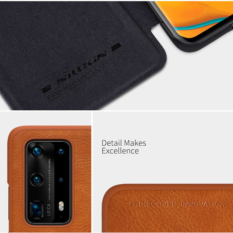 Husa Huawei P40 Pro Nillkin QIN Leather, rosu