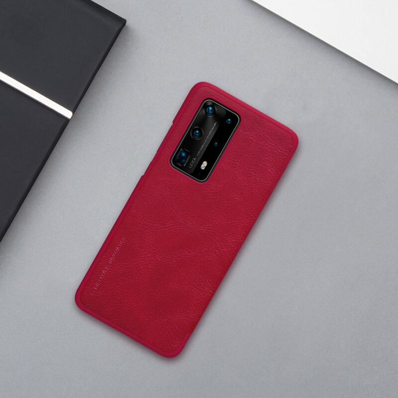 Husa Huawei P40 Pro Nillkin QIN Leather, rosu