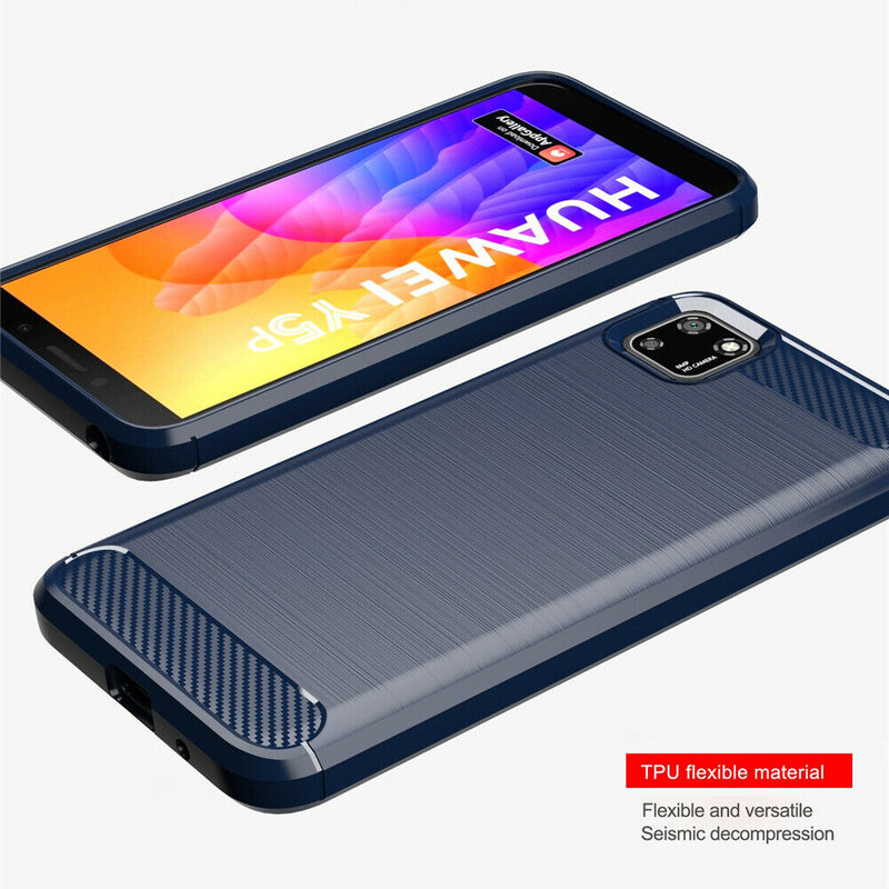 Husa Huawei Y5p Techsuit Carbon Silicone, albastru