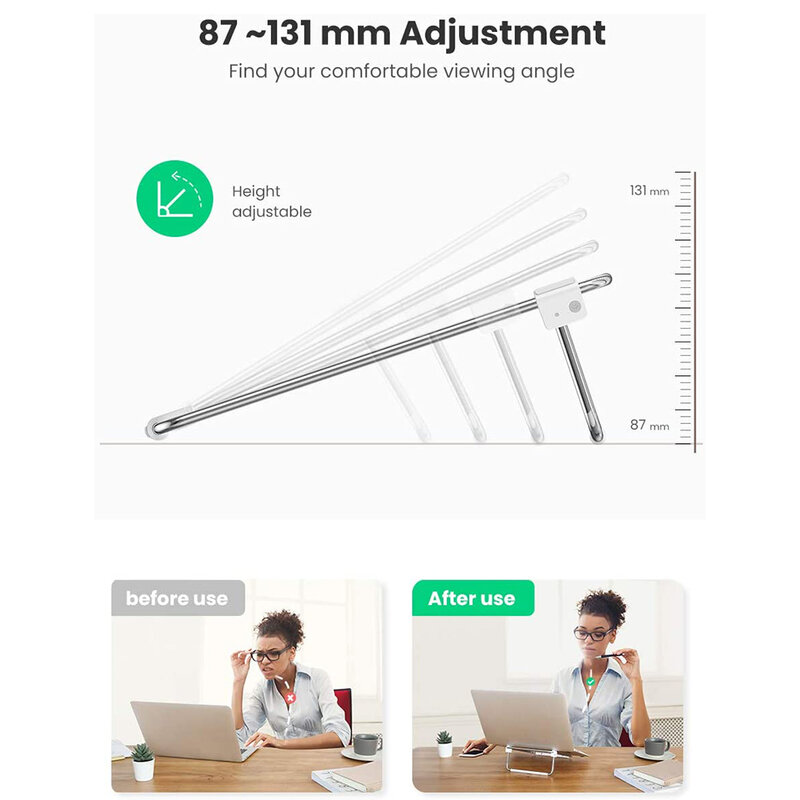 Suport laptop mobil pentru birou Ugreen, argintiu, 80348