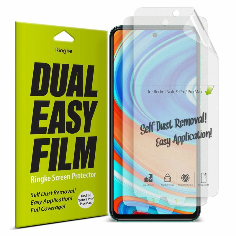 [Pachet 2x] Folie Xiaomi Redmi Note 9 Pro Ringke Dual Easy Film Full Coverage - Clear