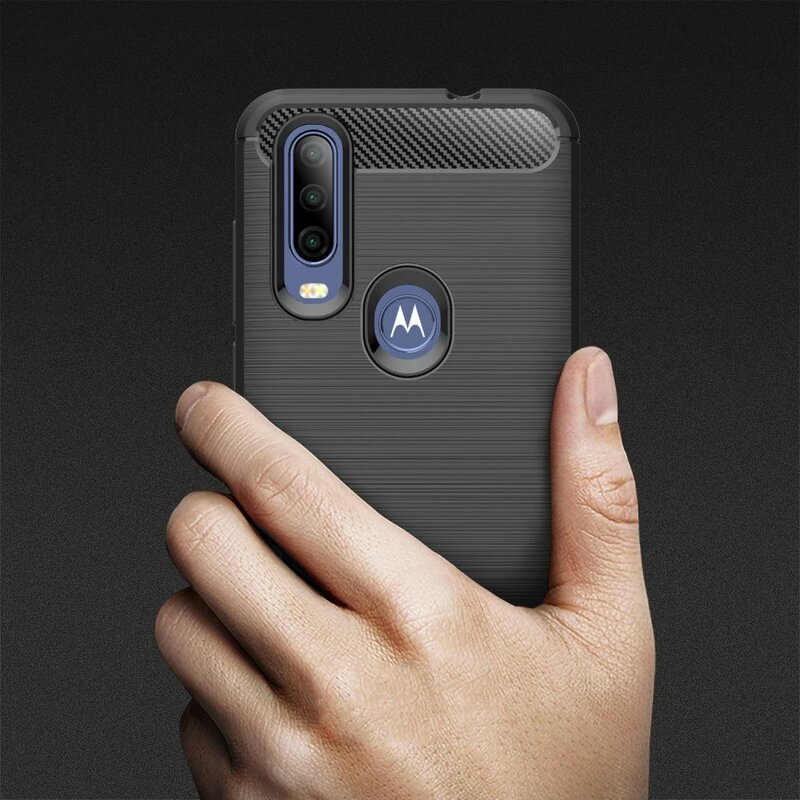 Husa Motorola One Action Techsuit Carbon Silicone, negru
