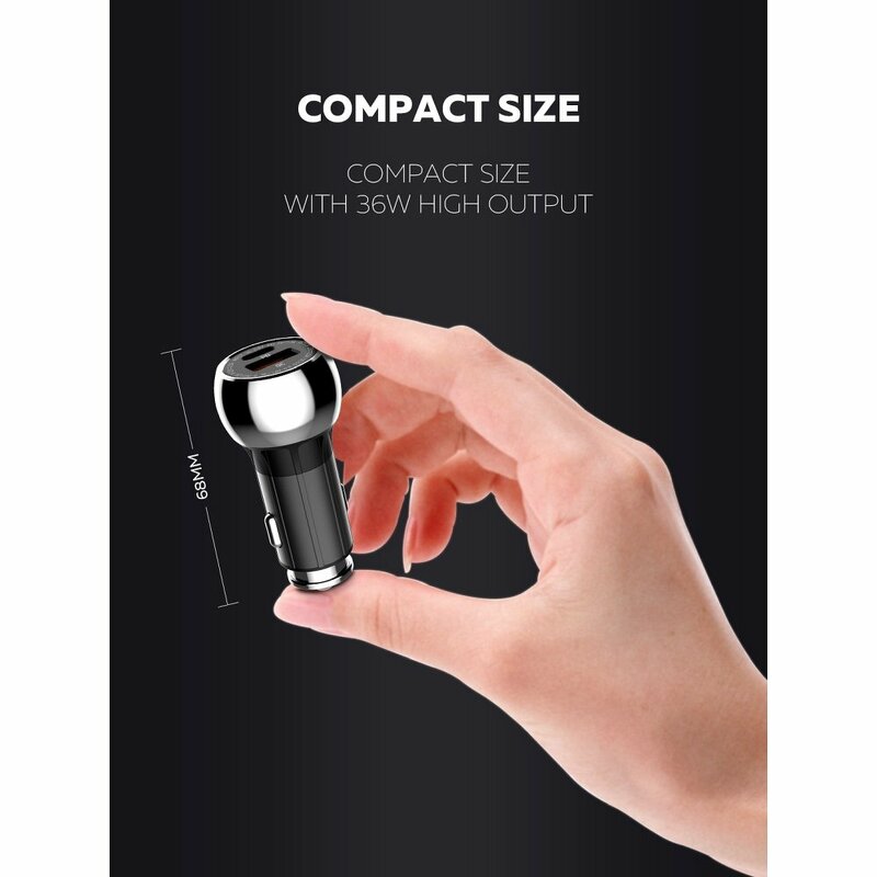 Incarcator Auto LDNIO C1 Cu Incarcare Rapida Type-C PD + USB QC3.0 + Cablu De Incarcare Lightning 36W - Negru