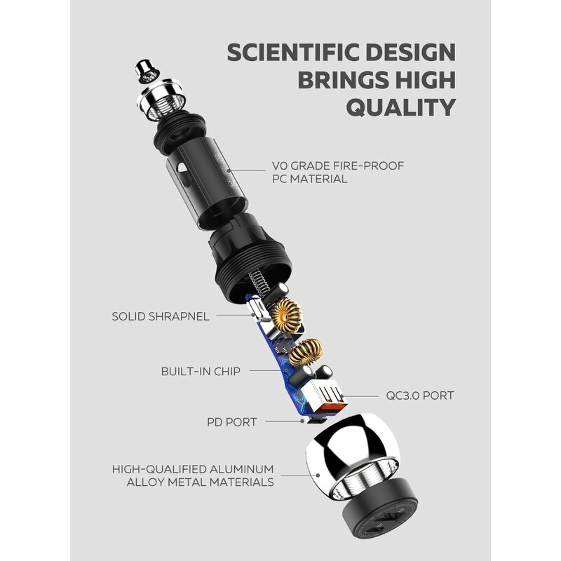 Incarcator Auto LDNIO C1 Cu Incarcare Rapida Type-C PD + USB QC3.0 + Cablu De Incarcare Lightning 36W - Negru