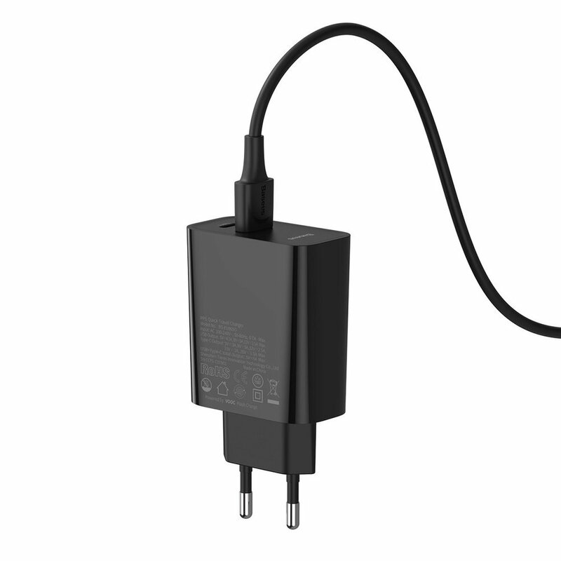 Incarcator Priza Baseus VOOC Speed PPS USB/Type-C PD 30W + Cablu Incarcare USB/Type-C - TZCCFS-H01 - Negru