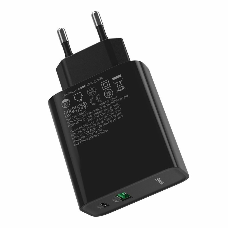 Incarcator Priza Baseus VOOC Speed PPS USB/Type-C PD 30W + Cablu Incarcare USB/Type-C - TZCCFS-H01 - Negru