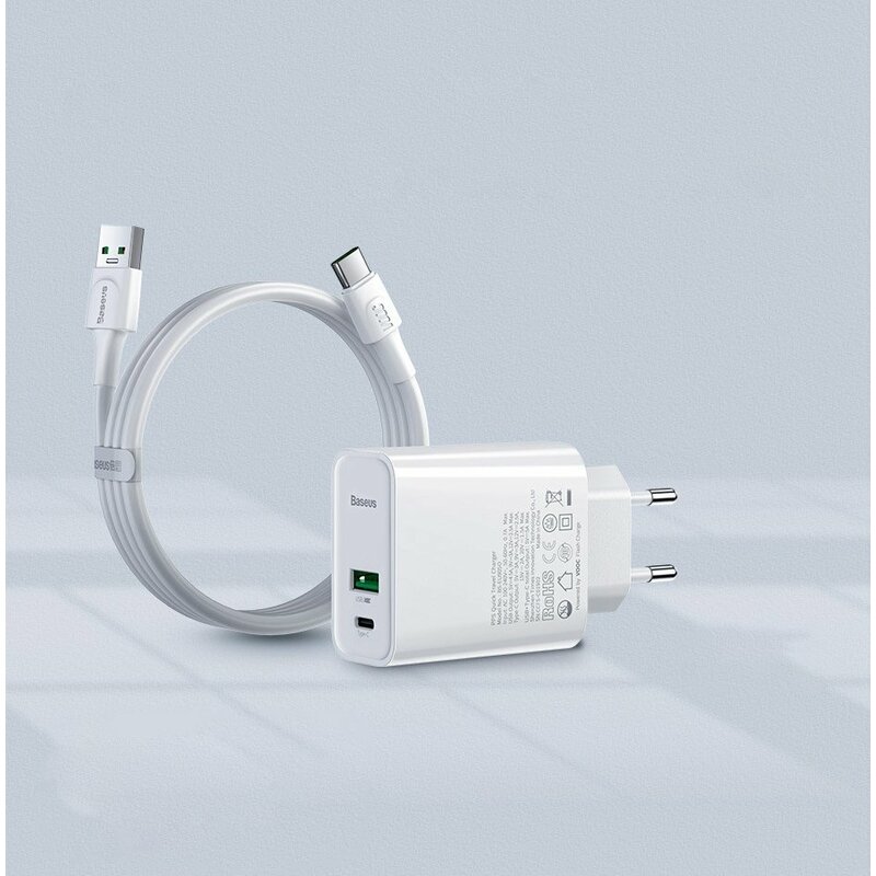 Incarcator Priza Baseus VOOC Speed PPS USB/Type-C PD 30W + Cablu Incarcare USB/Type-C - TZCCFS-H01 - Negru