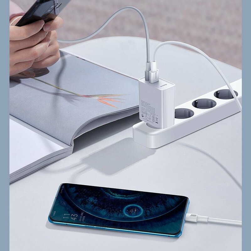 Incarcator Priza Baseus VOOC Speed PPS USB/Type-C PD 30W + Cablu Incarcare USB/Type-C - TZCCFS-H01 - Negru