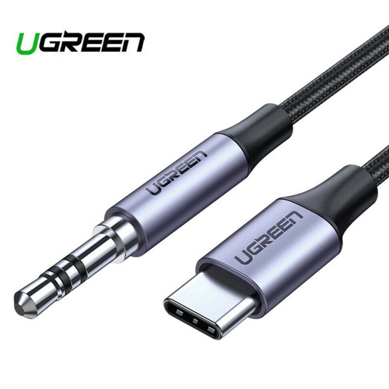 Cablu audio Ugreen AV143, adaptor auxiliar Type-C la Jack 3,5mm, 1m, cenusiu, 30633