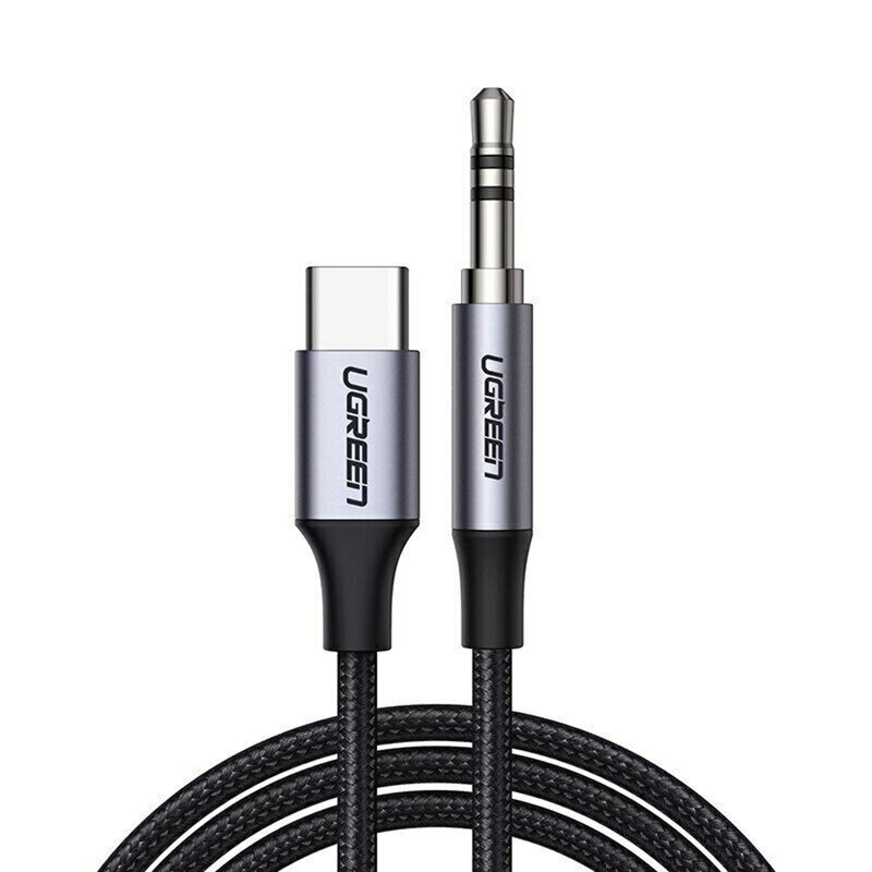 Cablu audio Ugreen AV143, adaptor auxiliar Type-C la Jack 3,5mm, 1m, cenusiu, 30633