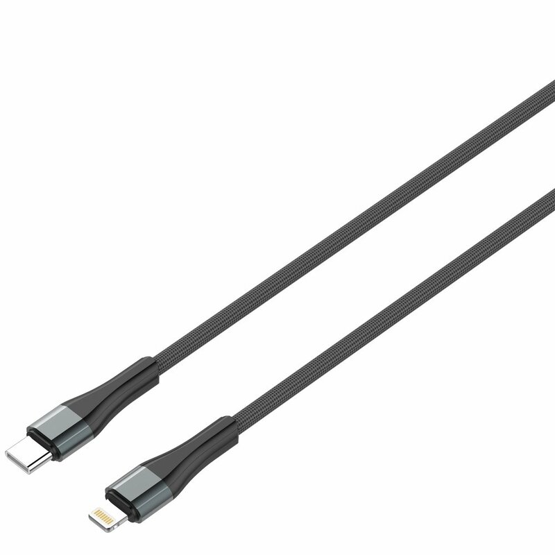 Cablu De Date LDNIO LC961 Cu Incarcare Rapida De 2A De La Type-C La Lightning 18W PD 1m - Negru / Cenusiu