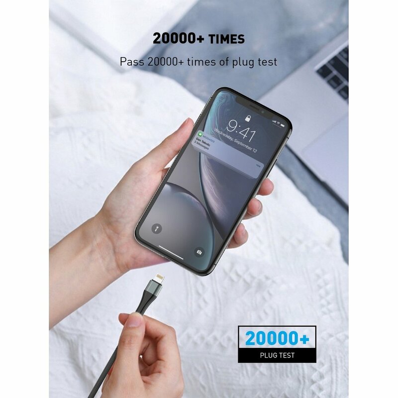 Cablu De Date LDNIO LC961 Cu Incarcare Rapida De 2A De La Type-C La Lightning 18W PD 1m - Negru / Cenusiu