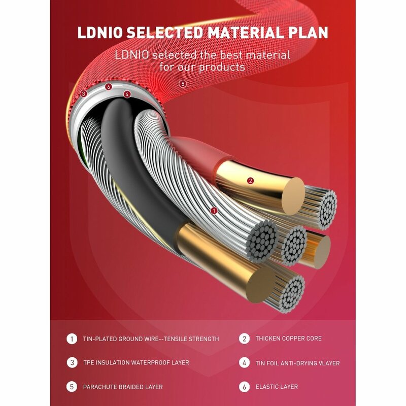 Cablu De Date LDNIO LC961 Cu Incarcare Rapida De 2A De La Type-C La Lightning 18W PD 1m - Negru / Cenusiu