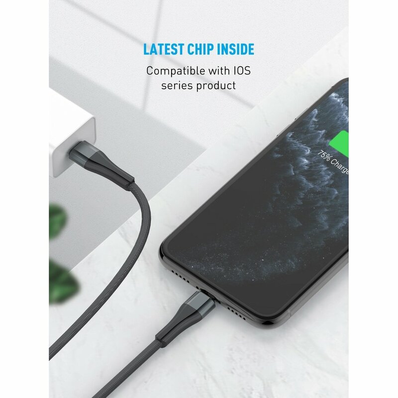 Cablu De Date LDNIO LC961 Cu Incarcare Rapida De 2A De La Type-C La Lightning 18W PD 1m - Negru / Cenusiu