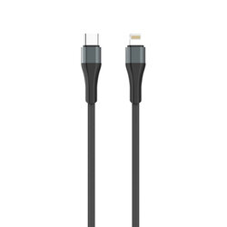 Cablu De Date LDNIO LC961 Cu Incarcare Rapida De 2A De La Type-C La Lightning 18W PD 1m - Negru / Cenusiu