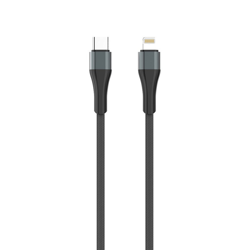 Cablu De Date LDNIO LC961 Cu Incarcare Rapida De 2A De La Type-C La Lightning 18W PD 1m - Negru / Cenusiu
