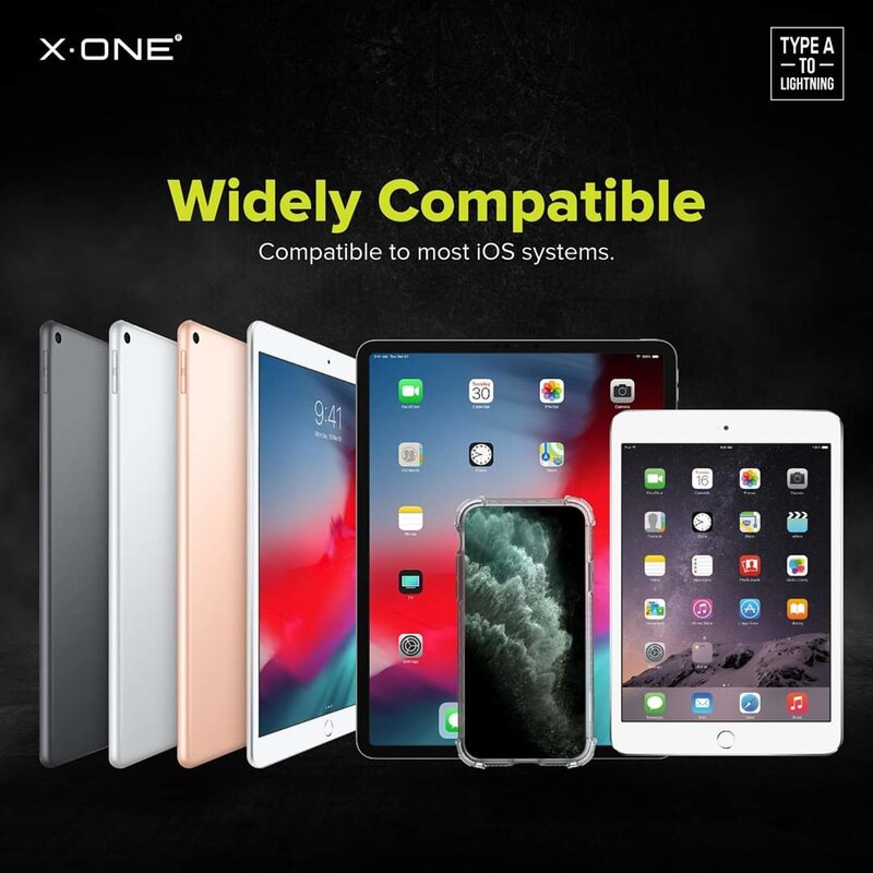 Cablu De Date X.One Zoom De La USB La Lightning Cu Incarcare Rapida De 2.4A Si Prindere Tip Velcro 1m - Negru