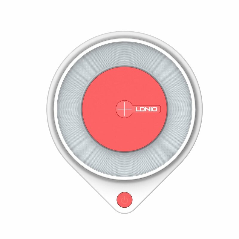 Incarcator Wireless LDNIO AW001 Led Bedside Lamp 10W + Cablu De Incarcare Micro-USB De 1.2m - Alb / Rosu