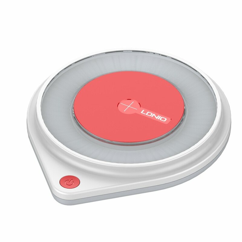 Incarcator Wireless LDNIO AW001 Led Bedside Lamp 10W + Cablu De Incarcare Micro-USB De 1.2m - Alb / Rosu