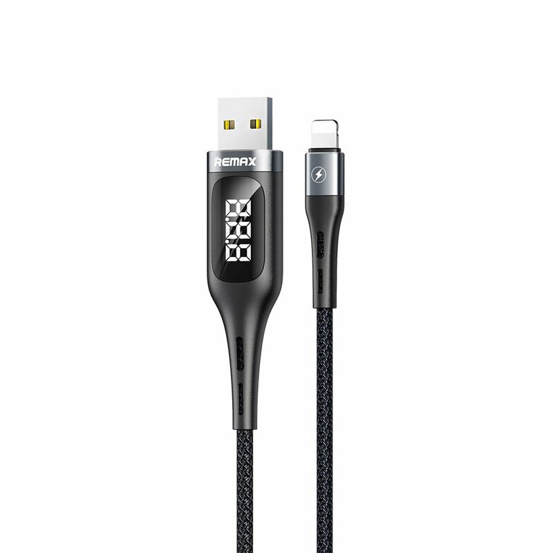 Cablu De Date Remax Smart Display USB/Lightning Cu Temporizator/Incarcare Rapida 2.1A 1.2m - RC-096i - Negru