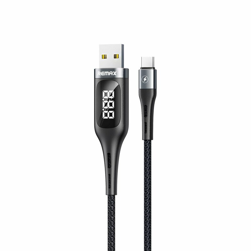 Cablu De Date Remax Smart Display USB/Type-C Cu Temporizator Si Incarcare Rapida 2.1A 1.2m - RC-096a - Negru