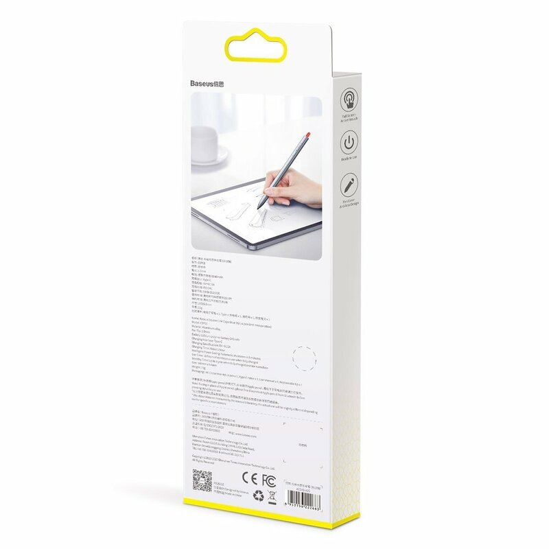 Stylus Pen Baseus Cu Cablu Type-C Dispozitive Apple 2018+ - ACSXB-A0G - Cenusiu