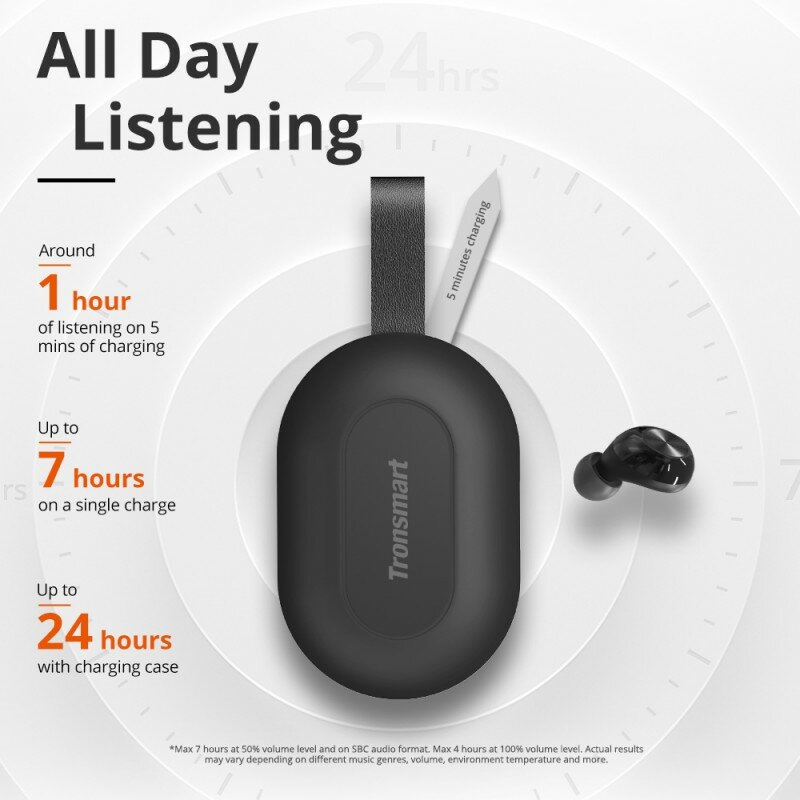 Casti In-Ear Tronsmart Spunky Beat True Wireless Earbuds Universale Pentru Android / iOS Bluetooth 5.0 - Negru