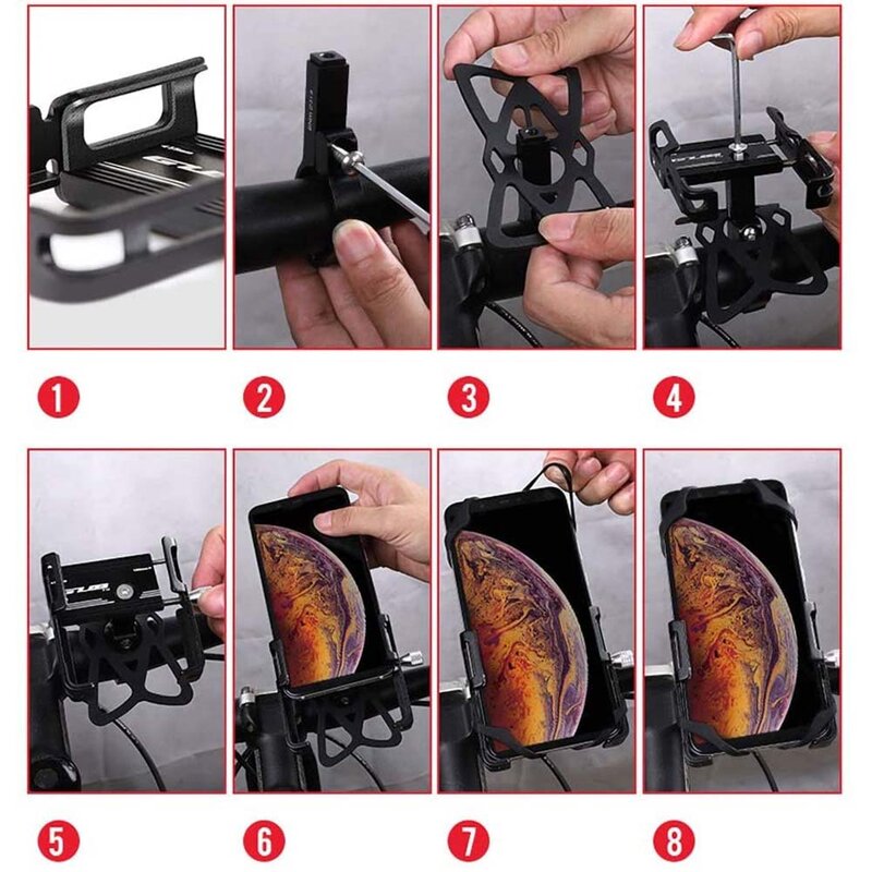 Suport Bicicleta / Trotineta Gub P10 Universal Pentru Telefon Din Aluminiu Cu Prindere Pe Ghidon - Negru