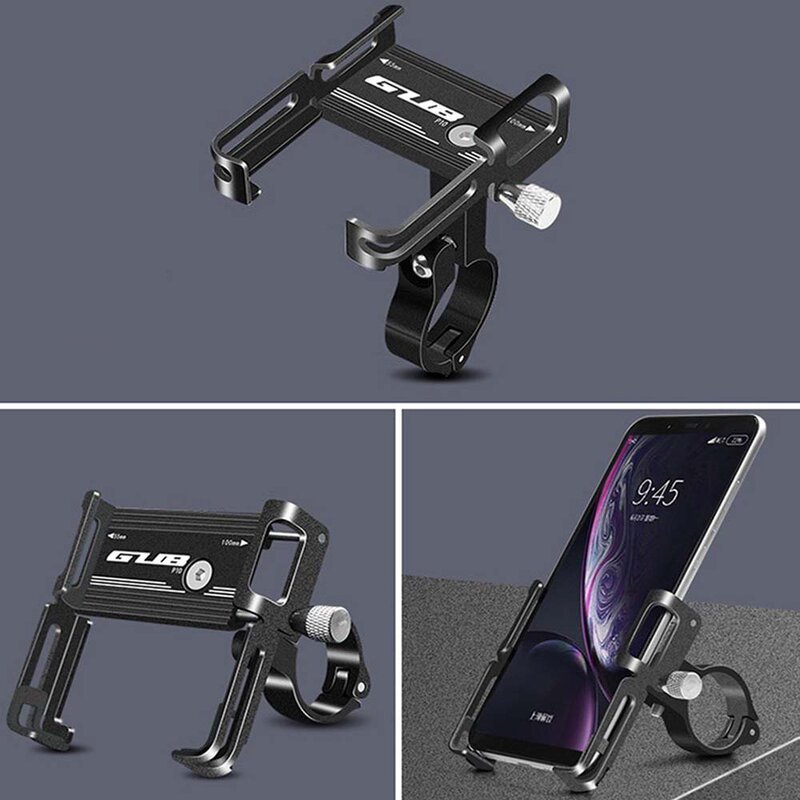 Suport Bicicleta / Trotineta Gub P10 Universal Pentru Telefon Din Aluminiu Cu Prindere Pe Ghidon - Negru