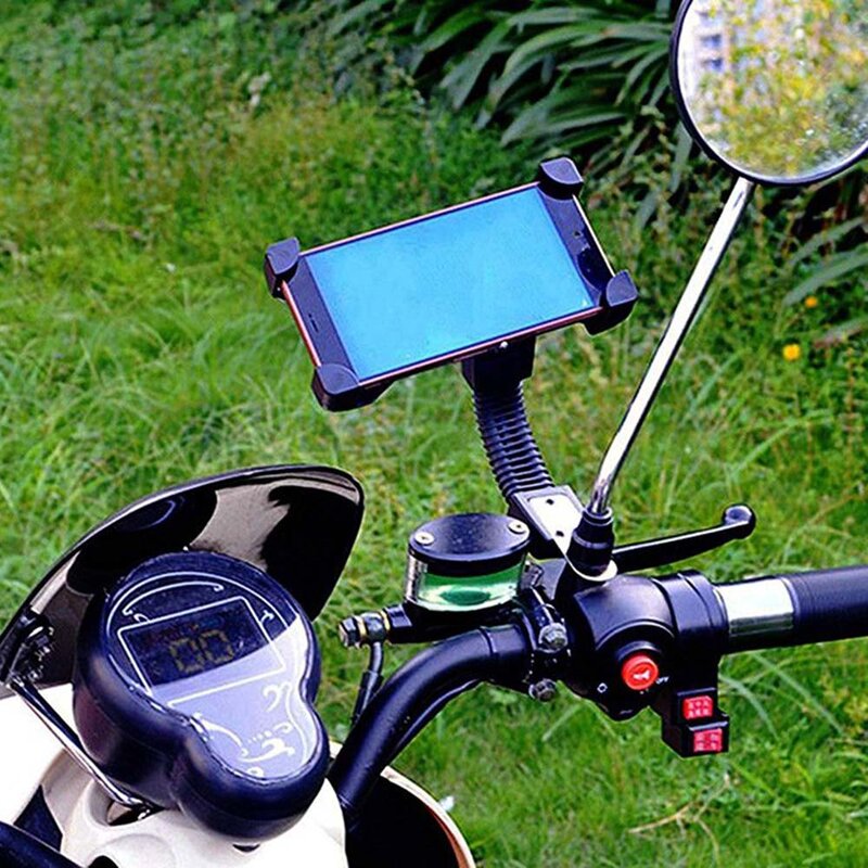 Suport Bicicleta / Motocicleta / Scuter Universal Pentru Telefon Cu Prindere Pe Suportul De Oglinda - CD-122 - Negru