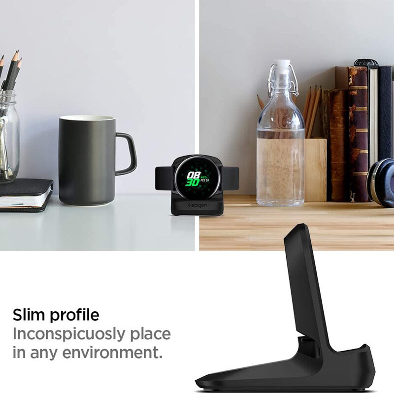 Suport Birou Samsung Galaxy Watch Active 1/2 (40/44mm) Spigen S351 Night Stand Pentru Noptiera - Negru
