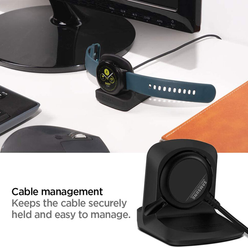 Suport Birou Samsung Galaxy Watch Active 1/2 (40/44mm) Spigen S351 Night Stand Pentru Noptiera - Negru