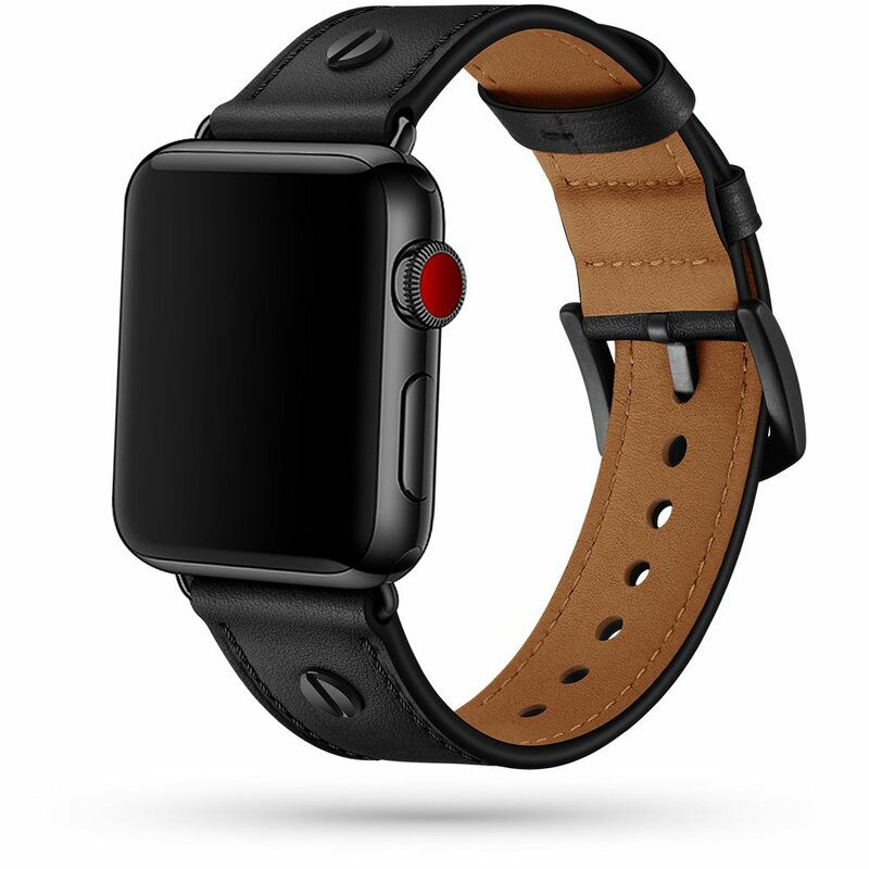 Curea Apple Watch 1 42mm Tech-Protect Screwband Fabricata Manual Din Piele Naturala - Black